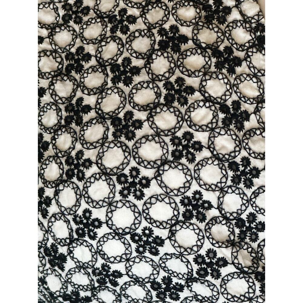 Ann Taylor LoFT Black White Eyelet Short Sleeved Wrap Shirt 10